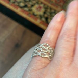 This is 925 sterling silver ring of all clear stones not diamonds. Size 6